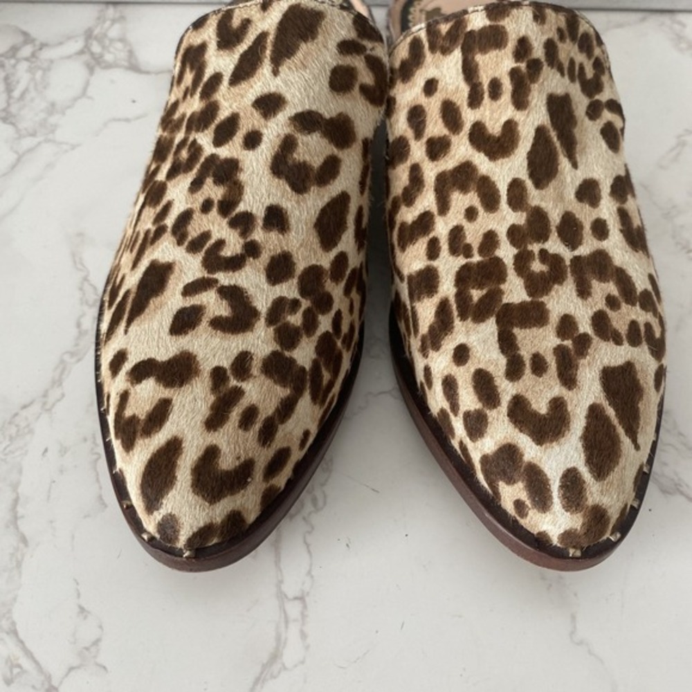 Sam Edelman Anthropologie Lewellyn‎ Slides Sz 6 Haircalf Low Heel Mules Western - Picture 2 of 11